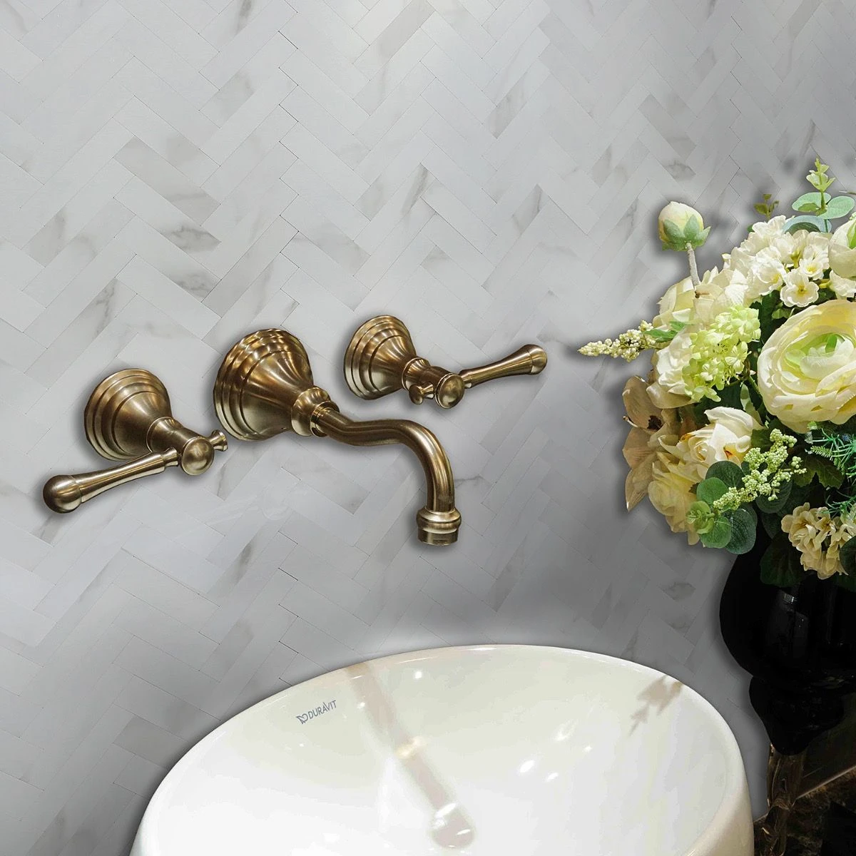 Bond Tile Easy Luxe Herringbone Calacatta 10.31 In. X 10.31 In. SPC Peel And Stick Tile (0.73 Sq. Ft. / Sheet) 4 Bond Tile Easy Luxe Herringbone Calacatta 10.31 In. X 10.31 In. SPC Peel And Stick Tile (0.73 Sq. Ft. / Sheet) - Image 4