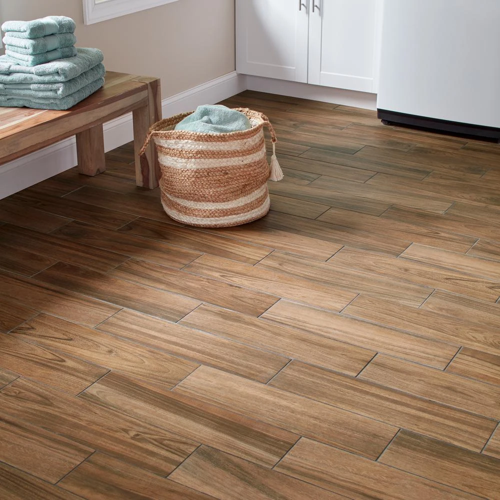 Daltile Baker Wood 6 In. X 24 In. Walnut Glazed Porcelain Floor And Wall Tile (14.55 Sq. Ft./Case) 3 Daltile Baker Wood 6 In. X 24 In. Walnut Glazed Porcelain Floor And Wall Tile (14.55 Sq. Ft./Case) - Image 3