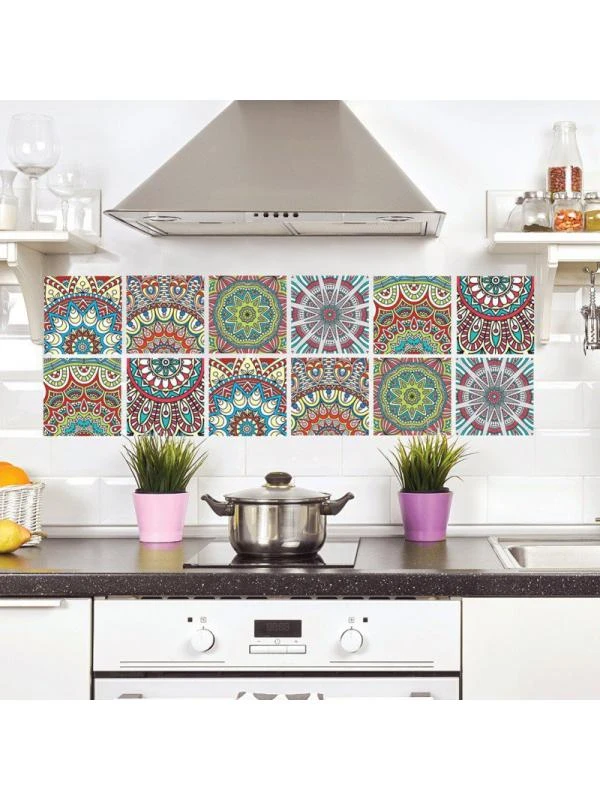 Topumt 6Pcs Kitchen Bathroom Floor Simulation Wall Tile Waterproof Wallpaper Wall Stickers DIY Home Decoration 4 Topumt 6Pcs Kitchen Bathroom Floor Simulation Wall Tile Waterproof Wallpaper Wall Stickers DIY Home Decoration - Image 4