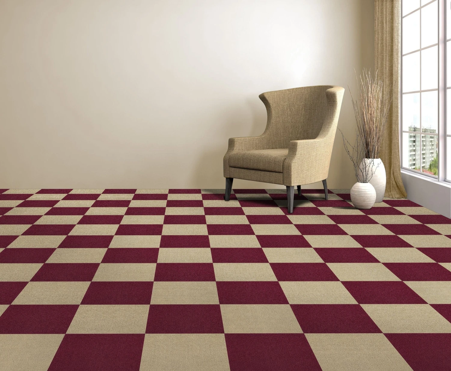 Achim Nexus Self Adhesive Carpet Floor Tile - 12 Inches X 12 Inches, Burgundy, Pack Of 12 Tiles 5 Achim Nexus Self Adhesive Carpet Floor Tile - 12 Inches X 12 Inches, Burgundy, Pack Of 12 Tiles - Image 5