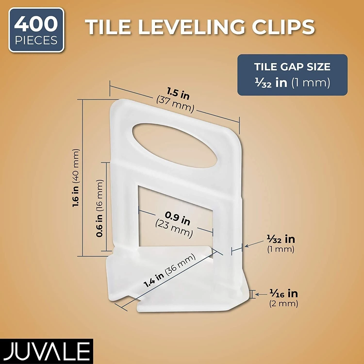 Juvale 400 Pack Tile Leveling Clips Reusable Plastic Leveling Spacer Clips (White, 1/32 Inch) 2 Juvale 400 Pack Tile Leveling Clips Reusable Plastic Leveling Spacer Clips (White, 1/32 Inch) - Image 2