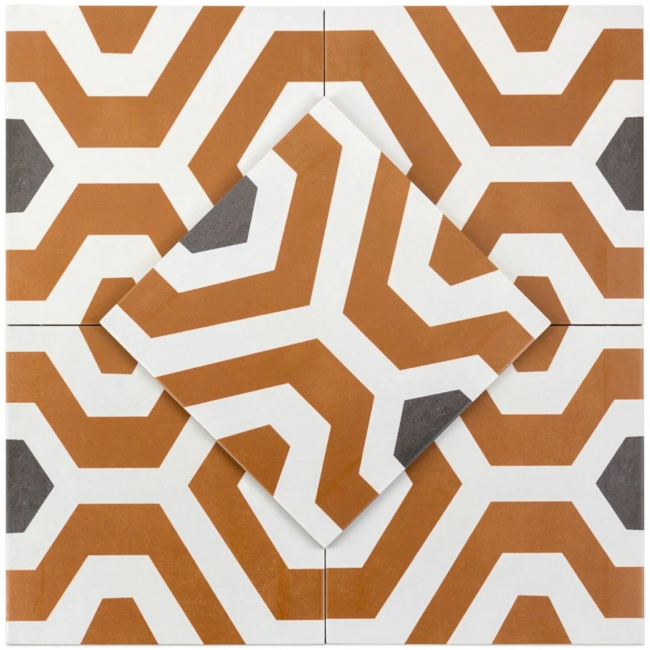 Soumaya Orange Encaustic 9x9 Glazed Porcelain Tile 5 Soumaya Orange Encaustic 9x9 Glazed Porcelain Tile - Image 5