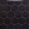 Magen Hex Dark Gray Polished Ceramic Hexagon Tile