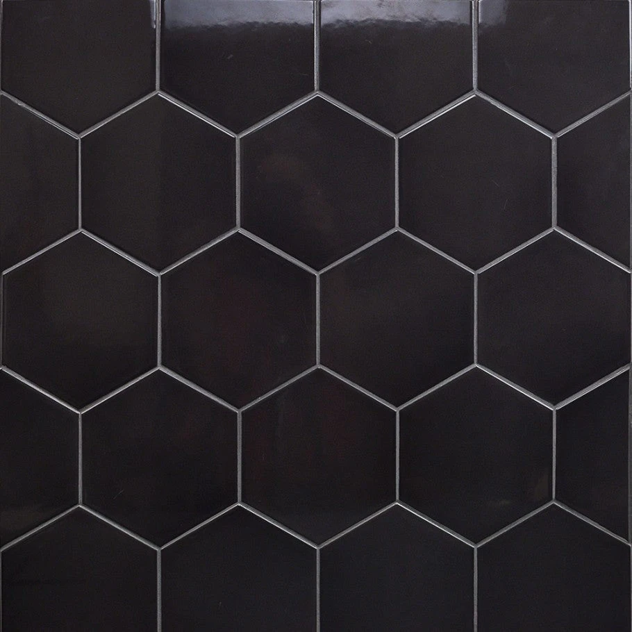 Magen Hex Dark Gray Polished Ceramic Hexagon Tile 1 Magen Hex Dark Gray Polished Ceramic Hexagon Tile