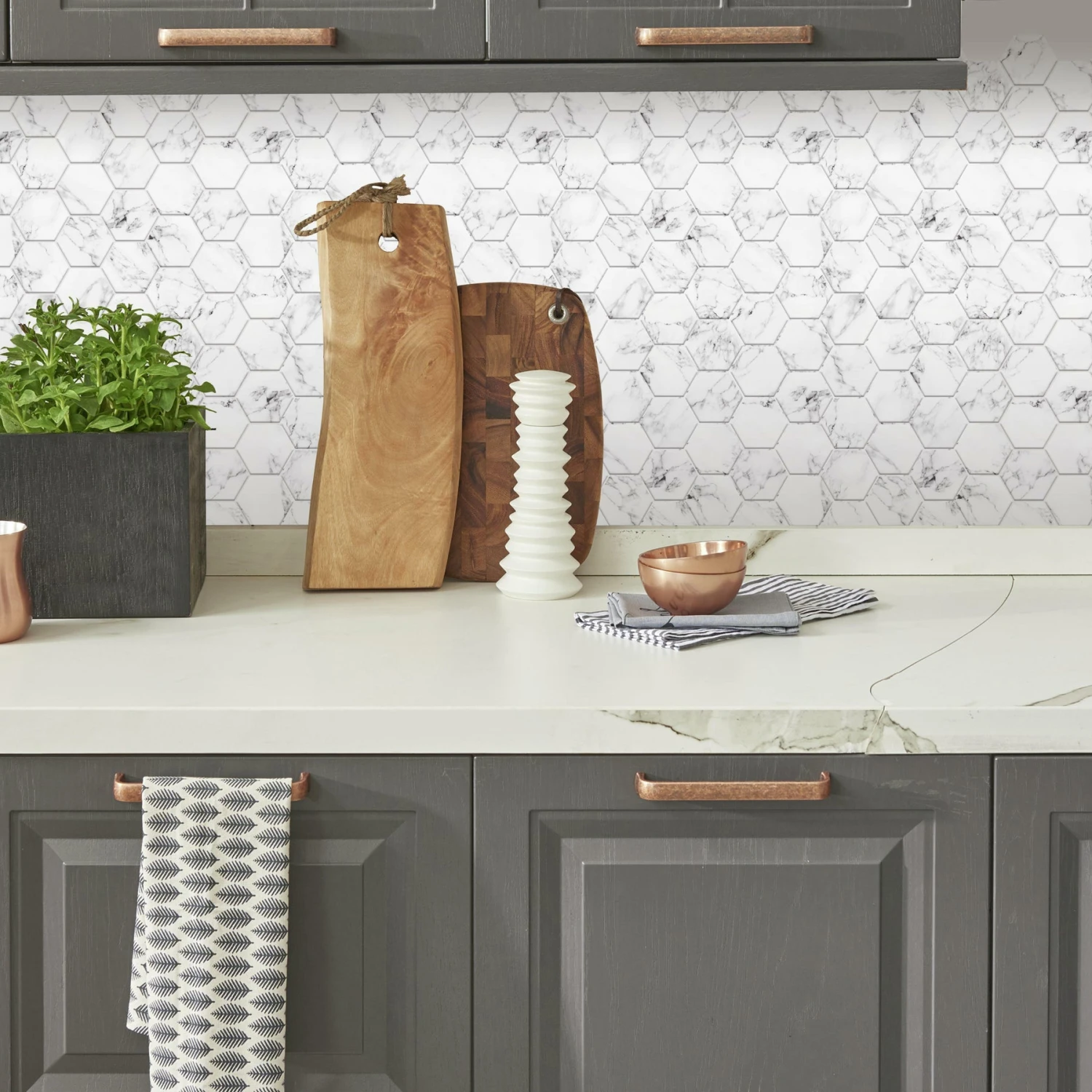 RoomMates Carrara Marble Hexagon Peel And Stick Backsplash 1 RoomMates Carrara Marble Hexagon Peel And Stick Backsplash