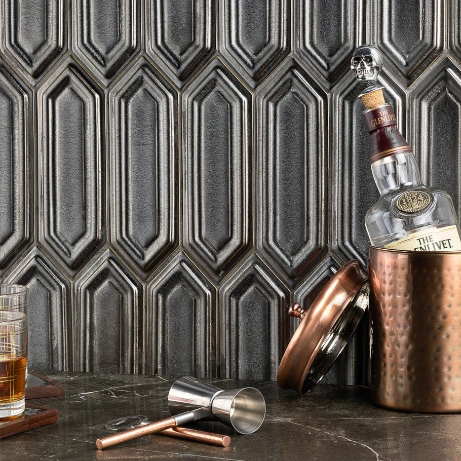 Divine Gunmetal Hexagon 9.5 In. X 15.5 In. Glazed Ceramic Mosaic Tile (1.02 Sq. Ft. / Sheet) 2 Divine Gunmetal Hexagon 9.5 In. X 15.5 In. Glazed Ceramic Mosaic Tile (1.02 Sq. Ft. / Sheet) - Image 2