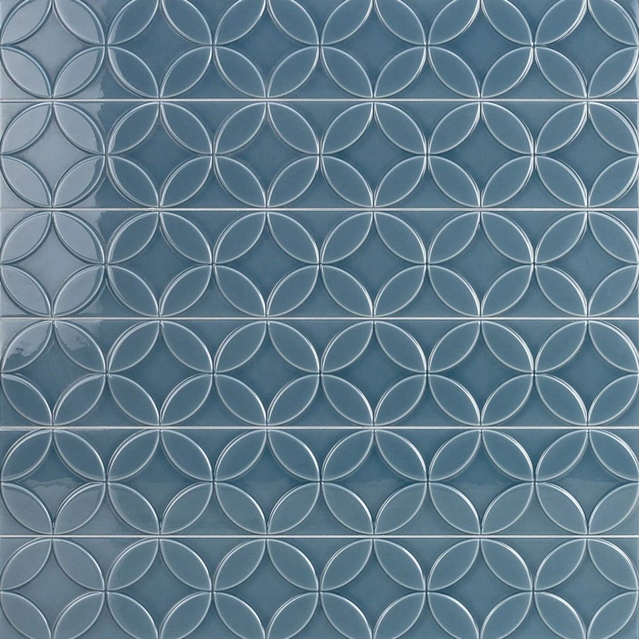 Bond Tile Sheffield Deco Blue 4 In. X 24 In. Polished Ceramic Wall Tile (8 Pieces 5.16 Sq. Ft. / Box) 1 Bond Tile Sheffield Deco Blue 4 In. X 24 In. Polished Ceramic Wall Tile (8 Pieces 5.16 Sq. Ft. / Box)