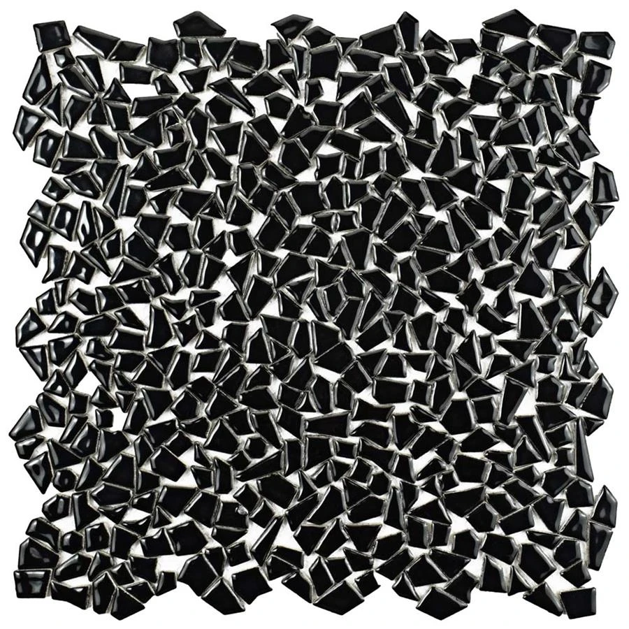 SomerTile 11.25" X 11.25" Dizzy Glossy Black Ceramic Mosaic Floor And Wall Tile (10 Tiles/ 8.98 Sqft.) 1 SomerTile 11.25" X 11.25" Dizzy Glossy Black Ceramic Mosaic Floor And Wall Tile (10 Tiles/ 8.98 Sqft.)