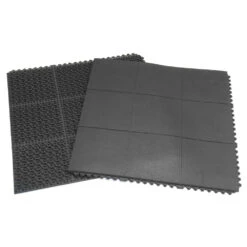 Rubber-Cal "Revolution" Interlocking Rubber Floor - 5/8 X 36 X 36-inch Rubber Tiles - Black - 4 Pack