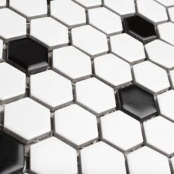 Merola Tile Metro Hex Matte White With Black Dot 10-1/4"x11-7/8" X 6mm Porcelain Mosaic Tile (8.65 Sq. Ft. / Case) -Tile Nest Sales Store 4cc79cc0d1283d1ccd5b7f32cce29b82 a75f8a2e 0559 4d43 8d59 f7d82fd0d817 1800x1800