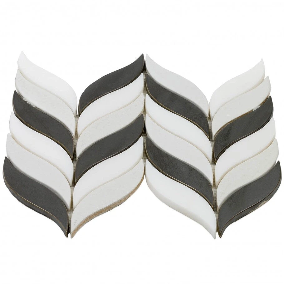 Divine Sprig Gunmetal 11.75 In. X 10.5 In. Marble And Ceramic Mosaic Tile (0.86 Sq. Ft.) 4 Divine Sprig Gunmetal 11.75 In. X 10.5 In. Marble And Ceramic Mosaic Tile (0.86 Sq. Ft.) - Image 4