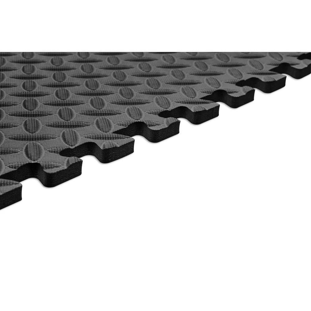 Norsk Black 24 In. X 24 In. EVA Foam Solid Color Diamond Plate Interlocking Tile (18-Tile) 3 Norsk Black 24 In. X 24 In. EVA Foam Solid Color Diamond Plate Interlocking Tile (18-Tile) - Image 3