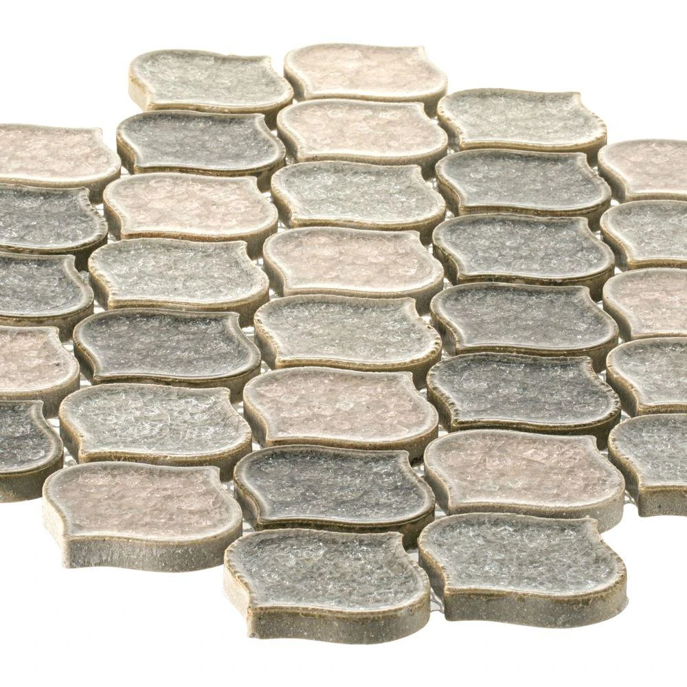 Jeffrey Court Crushed Sunset Beige/Cream 10.75 In. X 10.75 In. Arabesque Glossy Ceramic Mosaic Tile (0.802 Sq. Ft./Each) 3 Jeffrey Court Crushed Sunset Beige/Cream 10.75 In. X 10.75 In. Arabesque Glossy Ceramic Mosaic Tile (0.802 Sq. Ft./Each) - Image 3