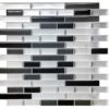 Crystiles Black, Deep Grey And Brushed Silver 12 In. X 12 In. Peel And Stick Vinyl Wall Tile Backsplash, "Pro" Series Thicker Version (4-Pack)