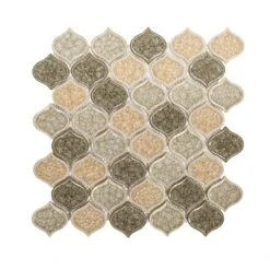 Jeffrey Court Crushed Sunset Beige/Cream 10.75 In. X 10.75 In. Arabesque Glossy Ceramic Mosaic Tile (0.802 Sq. Ft./Each)