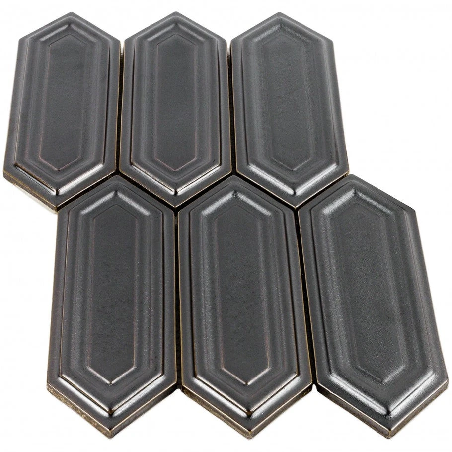 Divine Gunmetal Hexagon 9.5 In. X 15.5 In. Glazed Ceramic Mosaic Tile (1.02 Sq. Ft. / Sheet) 5 Divine Gunmetal Hexagon 9.5 In. X 15.5 In. Glazed Ceramic Mosaic Tile (1.02 Sq. Ft. / Sheet) - Image 5