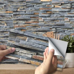 Self-Adhesive Vinyl Flooring Tiles Waterproof Peel And Stick Tiles Wall Stickers For Home Decor,Gray Wood Grain