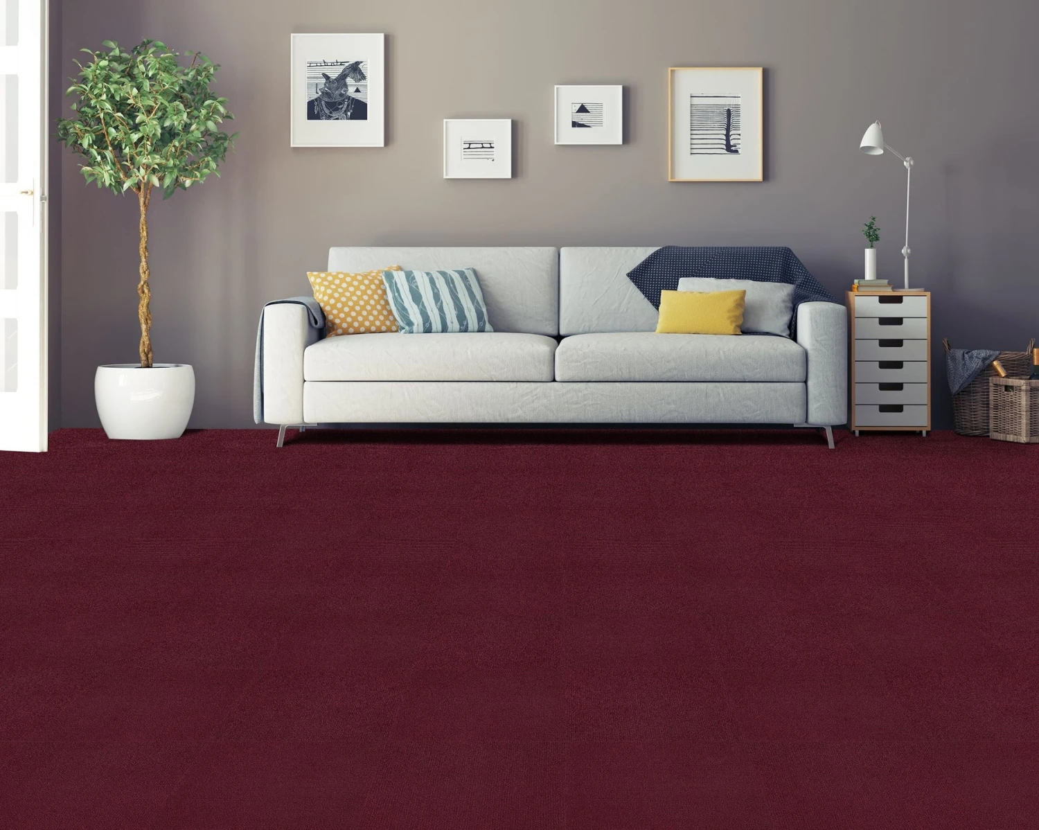 Achim Nexus Self Adhesive Carpet Floor Tile - 12 Inches X 12 Inches, Burgundy, Pack Of 12 Tiles 2 Achim Nexus Self Adhesive Carpet Floor Tile - 12 Inches X 12 Inches, Burgundy, Pack Of 12 Tiles - Image 2