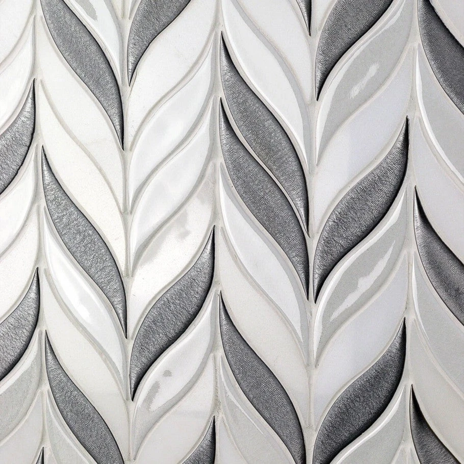 Divine Sprig Gunmetal 11.75 In. X 10.5 In. Marble And Ceramic Mosaic Tile (0.86 Sq. Ft.) 2 Divine Sprig Gunmetal 11.75 In. X 10.5 In. Marble And Ceramic Mosaic Tile (0.86 Sq. Ft.) - Image 2