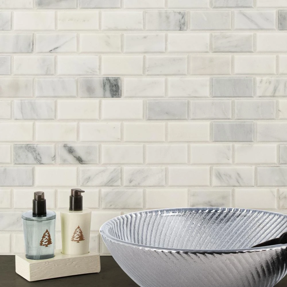 MSI Greecian White Beveled 12 In. X 12 In. X 10 Mm Polished Marble Mesh-Mounted Mosaic Tile (1 Sq. Ft.) 7 MSI Greecian White Beveled 12 In. X 12 In. X 10 Mm Polished Marble Mesh-Mounted Mosaic Tile (1 Sq. Ft.) - Image 7