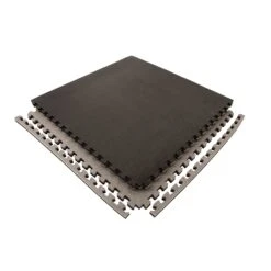 FlooringInc MMA Mats 2'x2' Tiles Great For Wrestling And Home Gym Flooring (20 Pack Black Grey)