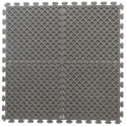 Norsk Multi-Purpose 18.3 In. X 18.3 In. Dove Gray Commercial PVC Garage Flooring Tile With Vented Drain Pattern (6-Pieces)