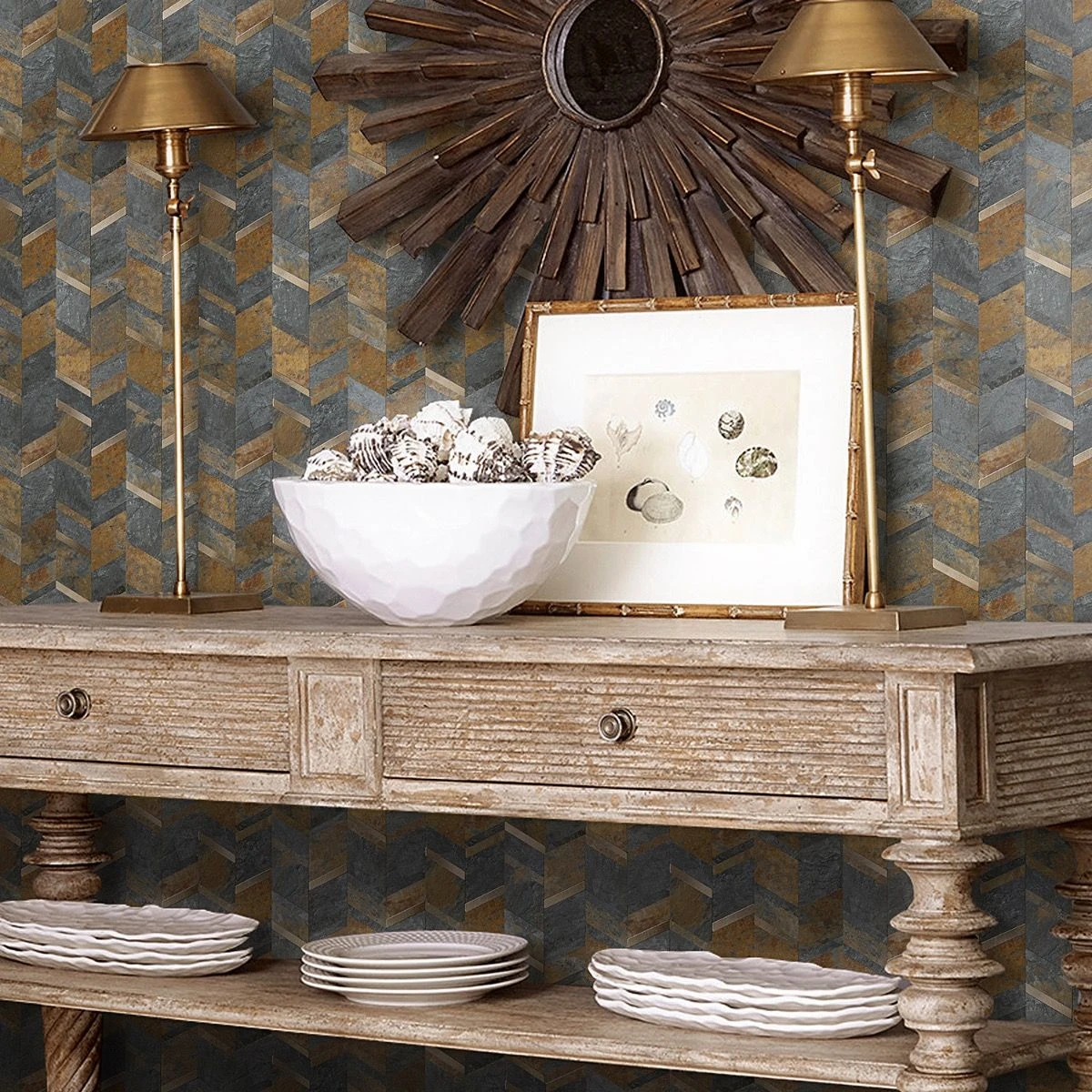 Bond Tile Easy Luxe Tether Slate 11.02 In. X 11.41 In. SPC Peel And Stick Tile (0.87 Sq. Ft. / Sheet) 2 Bond Tile Easy Luxe Tether Slate 11.02 In. X 11.41 In. SPC Peel And Stick Tile (0.87 Sq. Ft. / Sheet) - Image 2