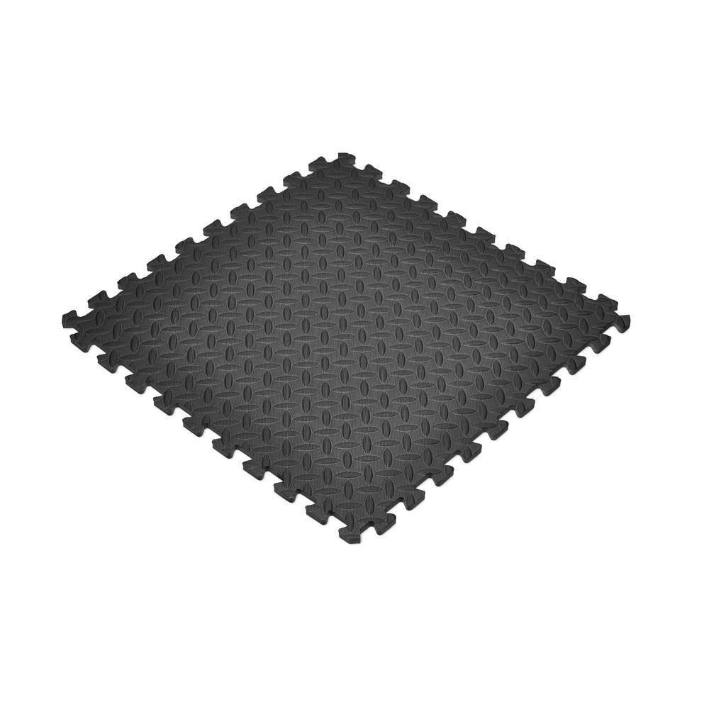 Norsk Black 24 In. X 24 In. EVA Foam Solid Color Diamond Plate Interlocking Tile (18-Tile) 2 Norsk Black 24 In. X 24 In. EVA Foam Solid Color Diamond Plate Interlocking Tile (18-Tile) - Image 2