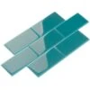 Giorbello Dark Teal 4 In. X 12 In. X 8mm Glass Subway Tile (5 Sq. Ft./Case)