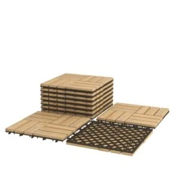 Giantex 40-Piece Acacia Wood Deck Tiles Patio Interlocking Floor Tiles