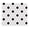 Merola Tile Metro Hex Matte White With Black Dot 10-1/4"x11-7/8" X 6mm Porcelain Mosaic Tile (8.65 Sq. Ft. / Case)