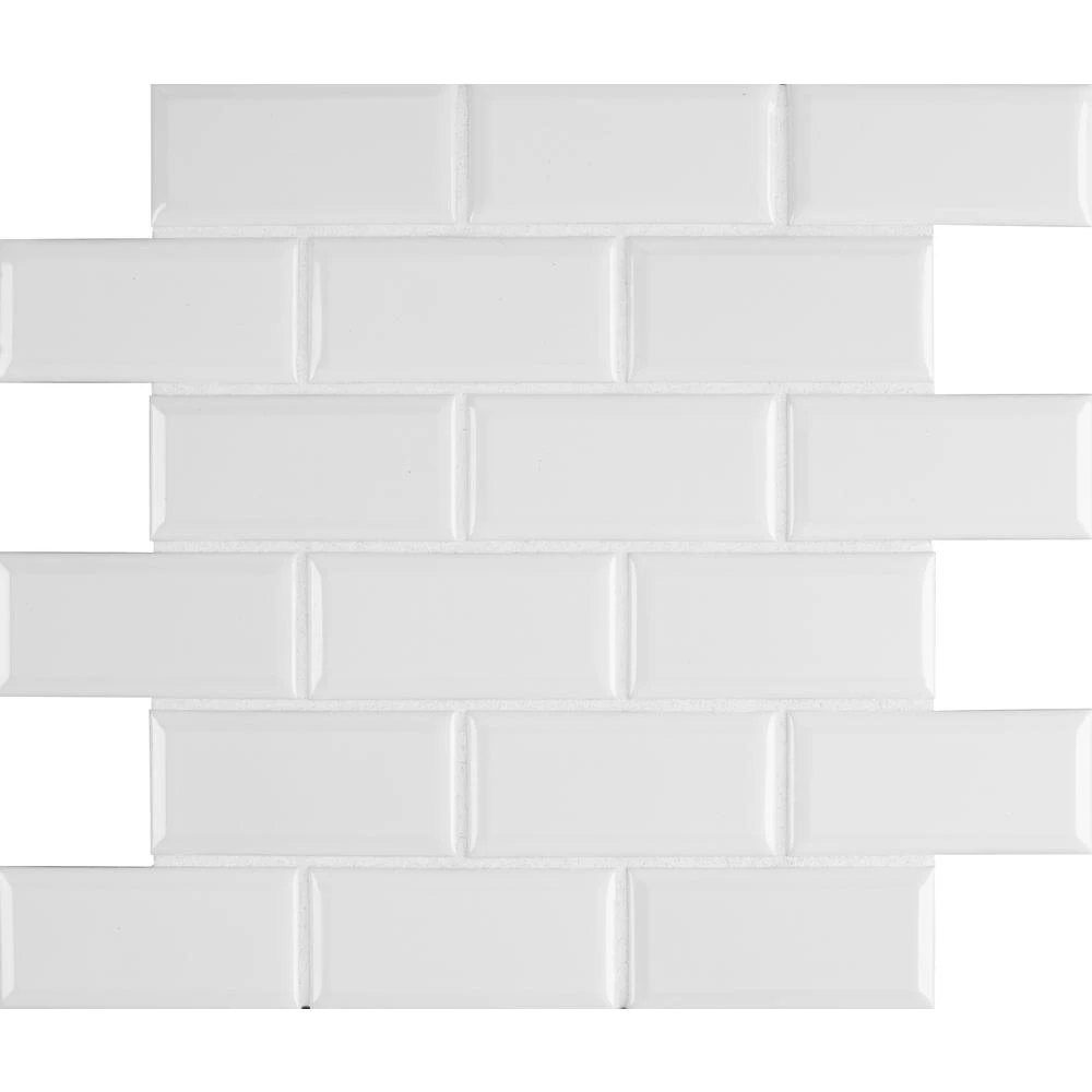 MSI Bright White Bevel 11.47 In. X 11.63 In. X 6 Mm Glossy Porcelain Mesh-Mounted Mosaic Tile (13.35 Sq. Ft. / Case) 1 MSI Bright White Bevel 11.47 In. X 11.63 In. X 6 Mm Glossy Porcelain Mesh-Mounted Mosaic Tile (13.35 Sq. Ft. / Case)