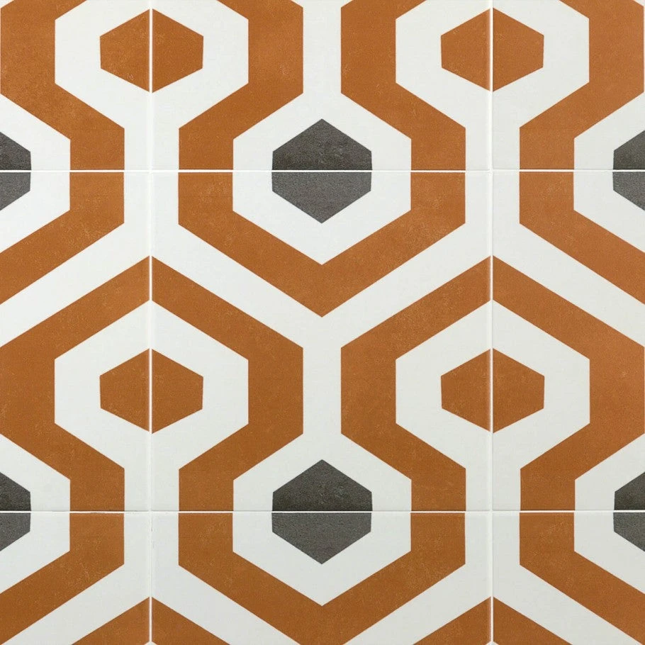 Soumaya Orange Encaustic 9x9 Glazed Porcelain Tile 1 Soumaya Orange Encaustic 9x9 Glazed Porcelain Tile