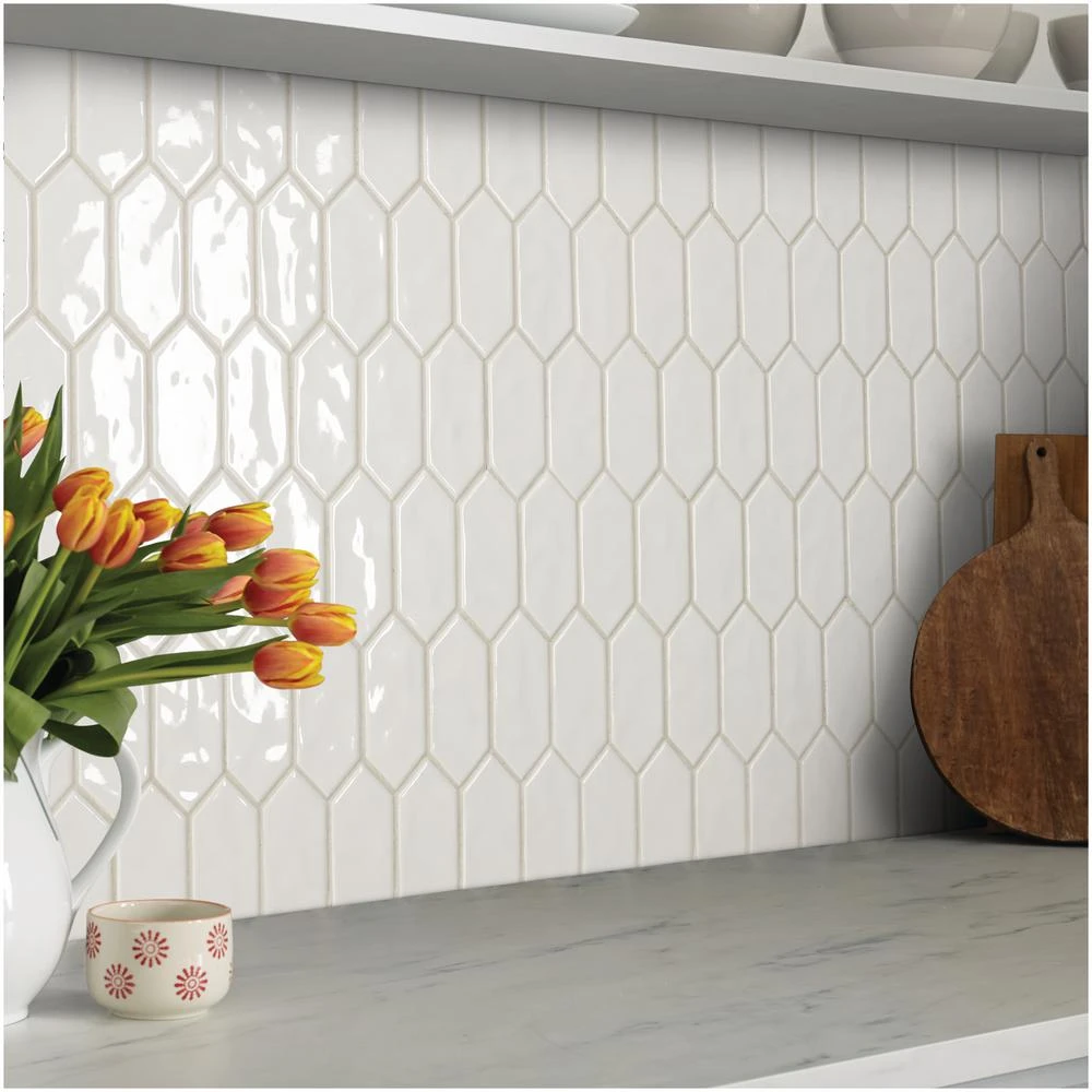 Marazzi LuxeCraft 11 In. X 12 In. X 6.35mm White Ceramic Picket Mosaic Wall Tile (0.73 Sq. Ft. / Piece) 2 Marazzi LuxeCraft 11 In. X 12 In. X 6.35mm White Ceramic Picket Mosaic Wall Tile (0.73 Sq. Ft. / Piece) - Image 2