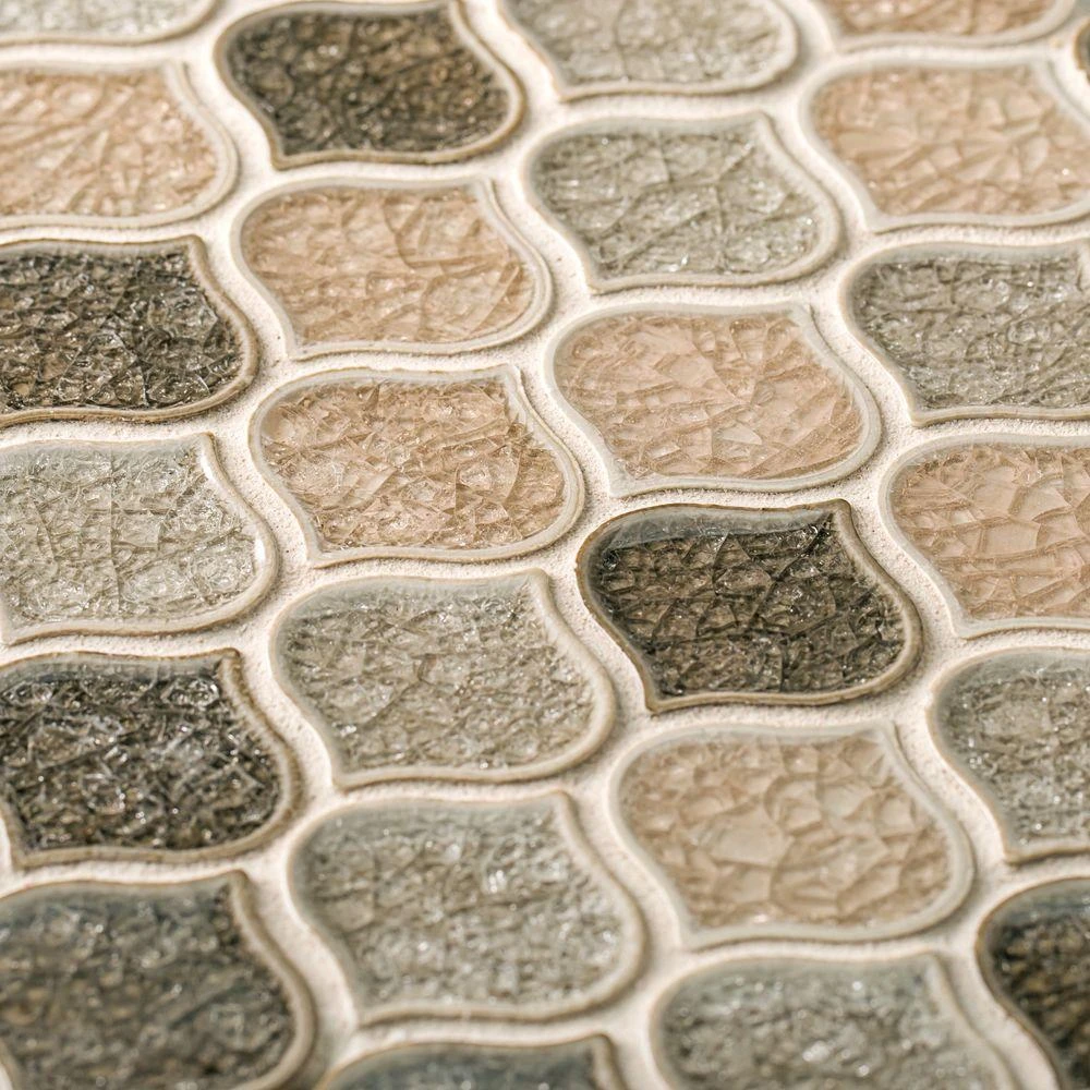 Jeffrey Court Crushed Sunset Beige/Cream 10.75 In. X 10.75 In. Arabesque Glossy Ceramic Mosaic Tile (0.802 Sq. Ft./Each) 5 Jeffrey Court Crushed Sunset Beige/Cream 10.75 In. X 10.75 In. Arabesque Glossy Ceramic Mosaic Tile (0.802 Sq. Ft./Each) - Image 5