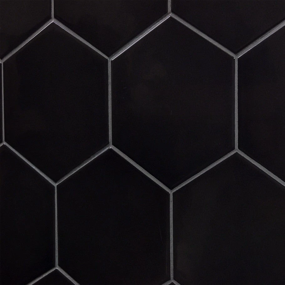 Magen Hex Dark Gray Polished Ceramic Hexagon Tile 3 Magen Hex Dark Gray Polished Ceramic Hexagon Tile - Image 3