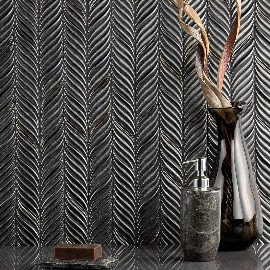 Divine Alula Gunmetal 10 In. X 12 In. Glazed Ceramic Mosaic Tile (0.85 Sq. Ft.) 2 Divine Alula Gunmetal 10 In. X 12 In. Glazed Ceramic Mosaic Tile (0.85 Sq. Ft.) - Image 2