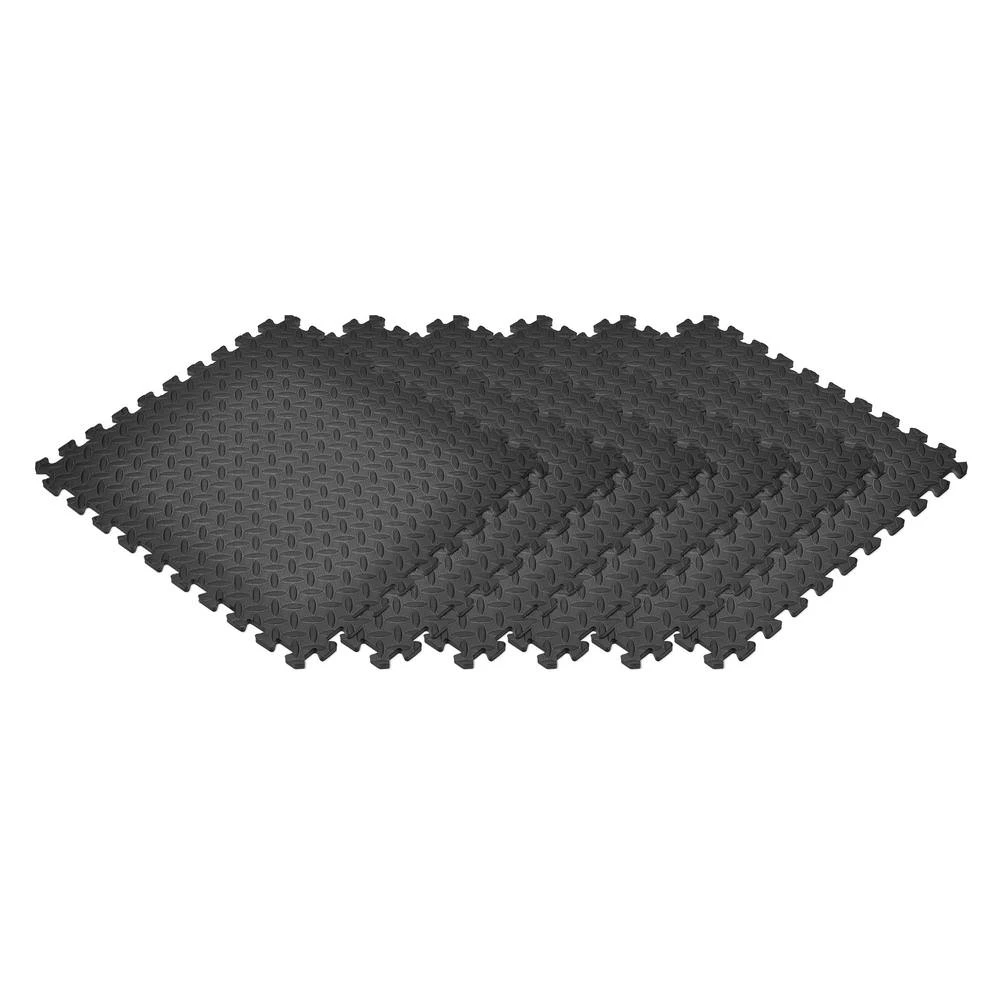 Norsk Black 24 In. X 24 In. EVA Foam Solid Color Diamond Plate Interlocking Tile (18-Tile) 1 Norsk Black 24 In. X 24 In. EVA Foam Solid Color Diamond Plate Interlocking Tile (18-Tile)