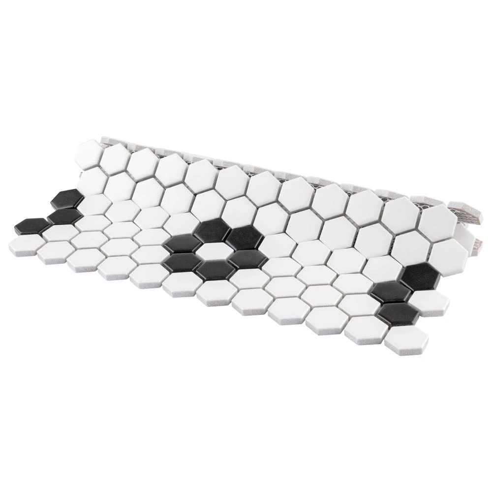 Merola Tile Metro Hex Matte White With Flower 10-1/4 In. X 11-3/4 In. X 6mm Porcelain Mosaic Tile (8.56 Sq. Ft. / Case) 8 Merola Tile Metro Hex Matte White With Flower 10-1/4 In. X 11-3/4 In. X 6mm Porcelain Mosaic Tile (8.56 Sq. Ft. / Case) - Image 8