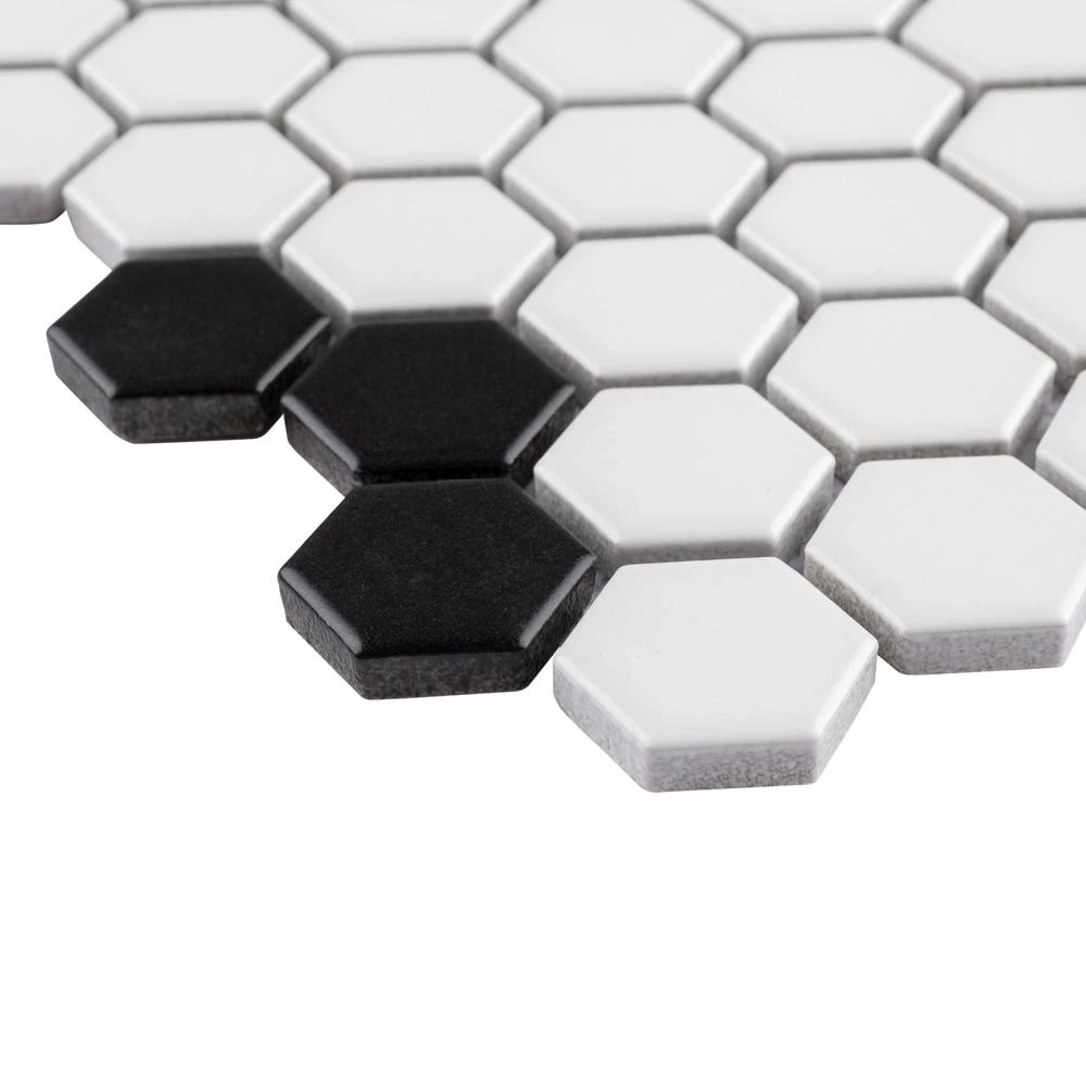 Merola Tile Metro Hex Matte White With Flower 10-1/4 In. X 11-3/4 In. X 6mm Porcelain Mosaic Tile (8.56 Sq. Ft. / Case) 3 Merola Tile Metro Hex Matte White With Flower 10-1/4 In. X 11-3/4 In. X 6mm Porcelain Mosaic Tile (8.56 Sq. Ft. / Case) - Image 3