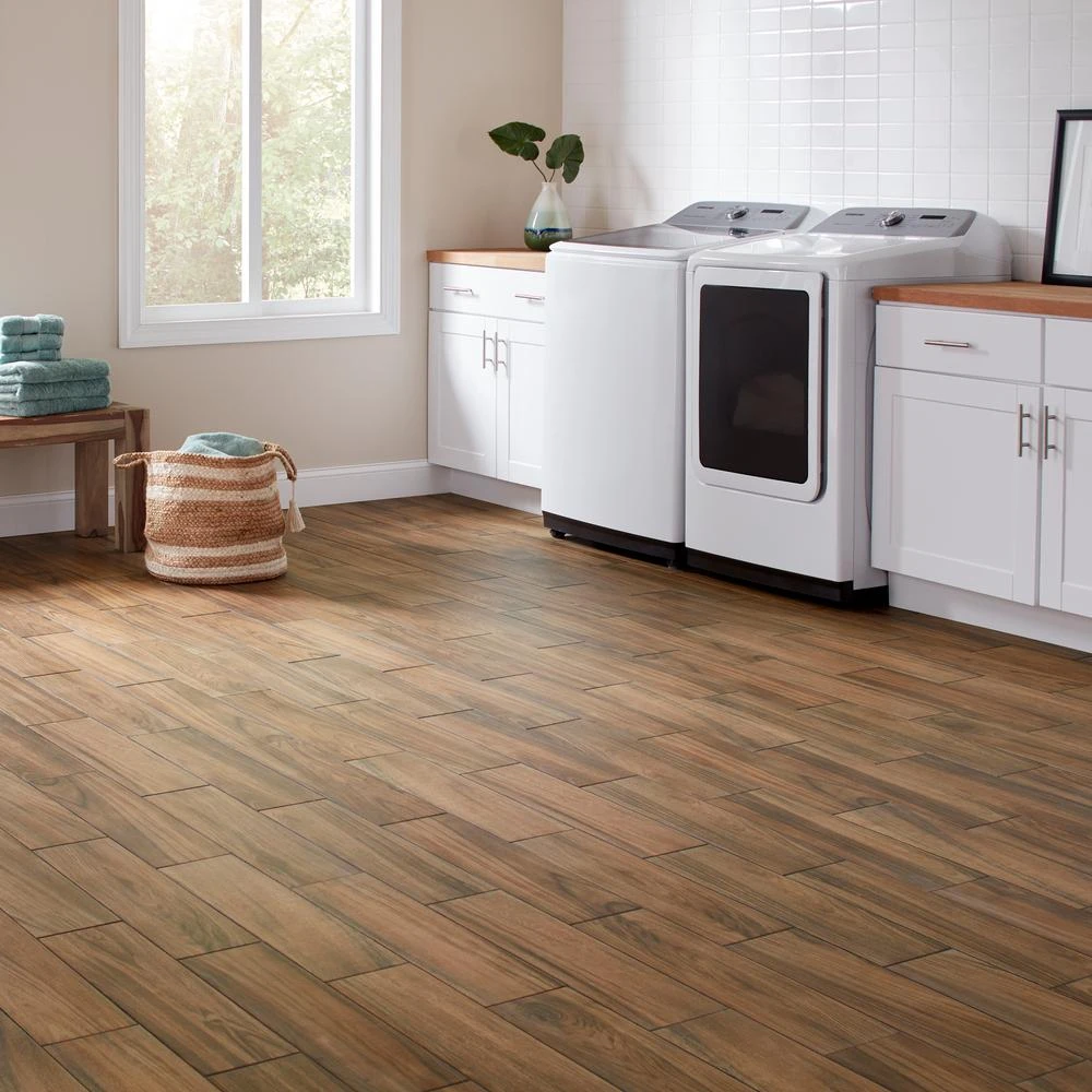 Daltile Baker Wood 6 In. X 24 In. Walnut Glazed Porcelain Floor And Wall Tile (14.55 Sq. Ft./Case) 2 Daltile Baker Wood 6 In. X 24 In. Walnut Glazed Porcelain Floor And Wall Tile (14.55 Sq. Ft./Case) - Image 2